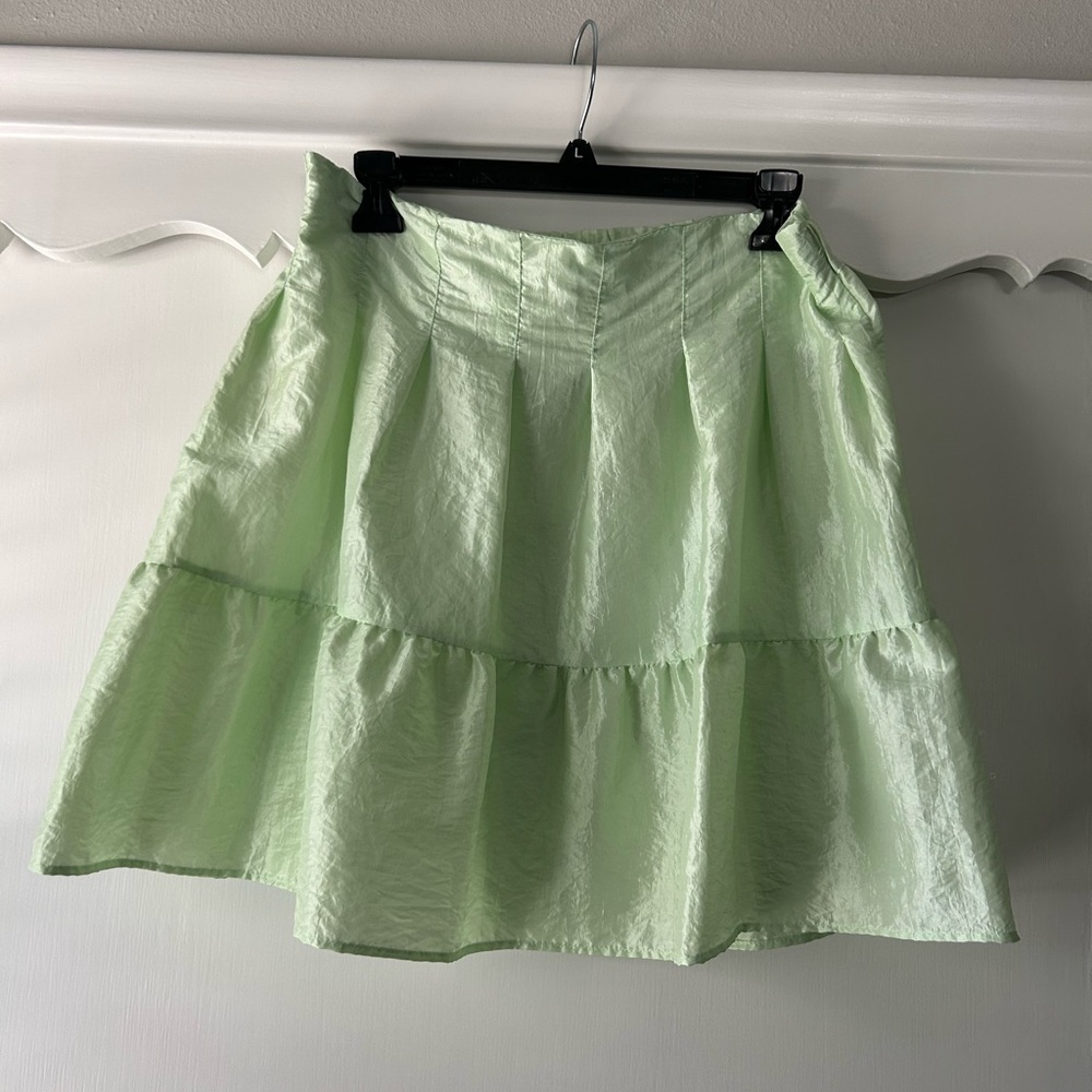 Topshop Green Tiered Mini Skirt